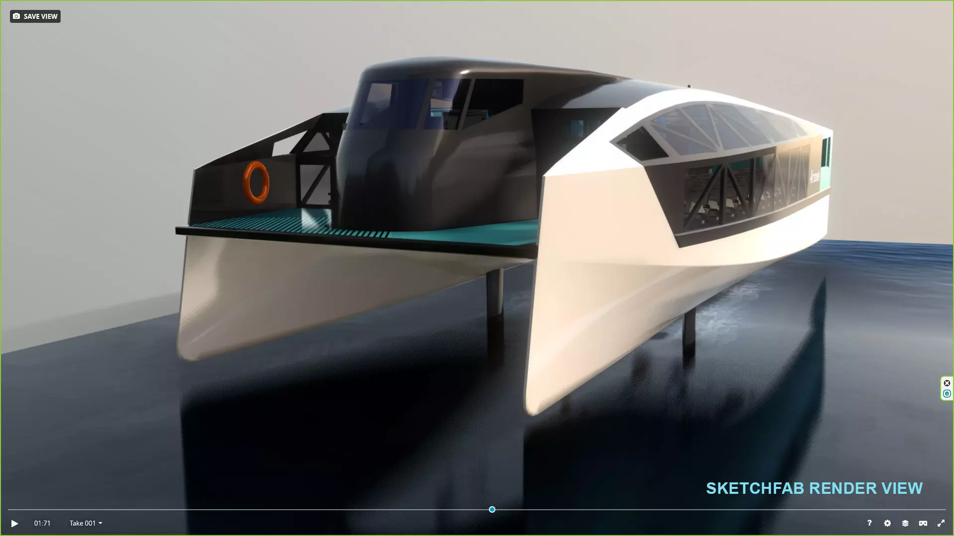 Artemis hydrofoil electric ship Low-poly 3D model_4