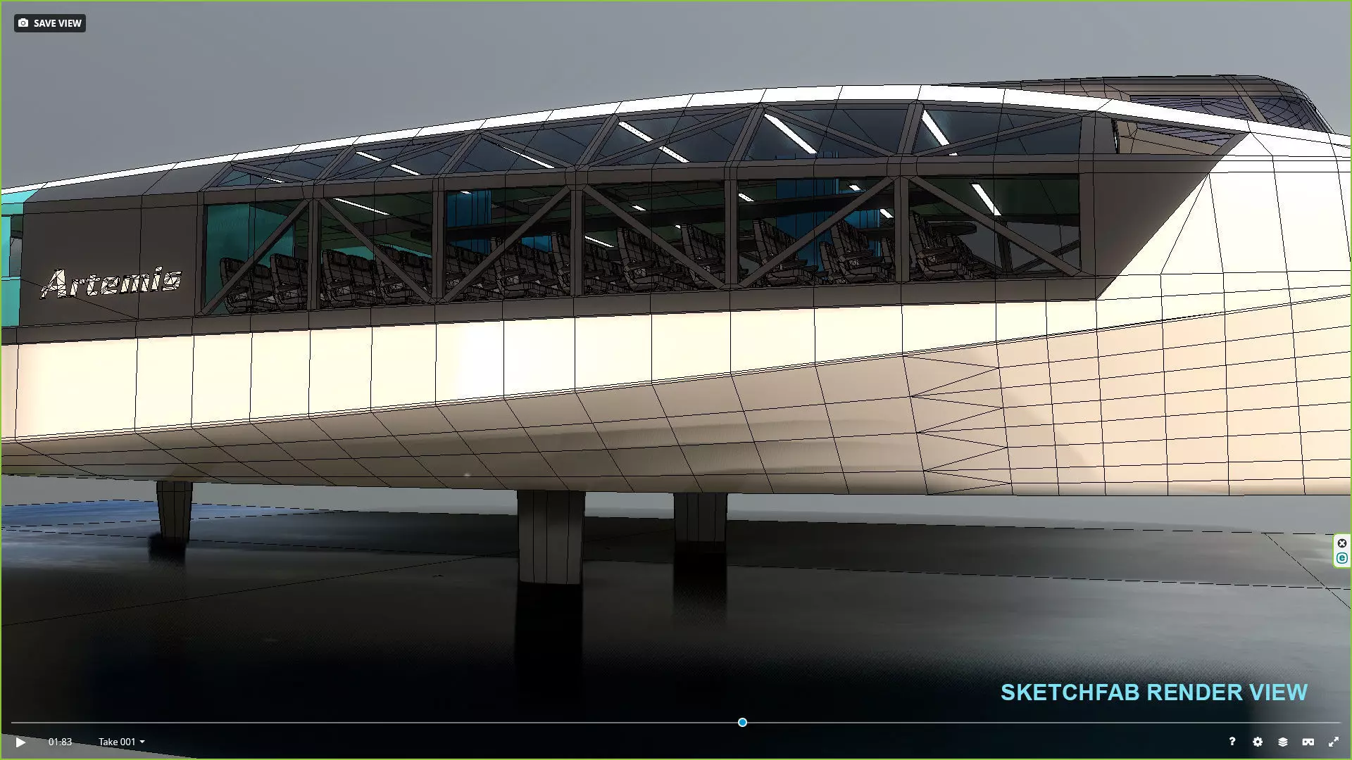 Artemis hydrofoil electric ship Low-poly 3D model_12