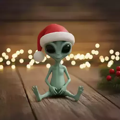 Christmas Alien Figurine