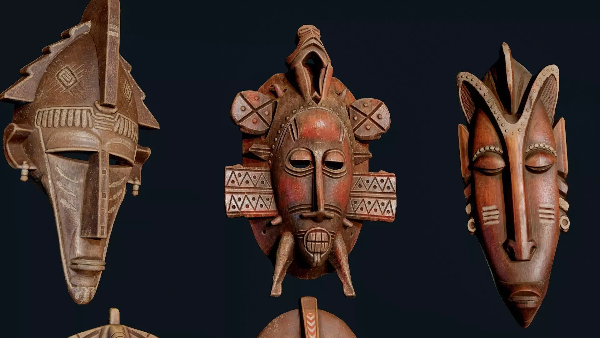 African Decor Masks 3D Model Collection_4