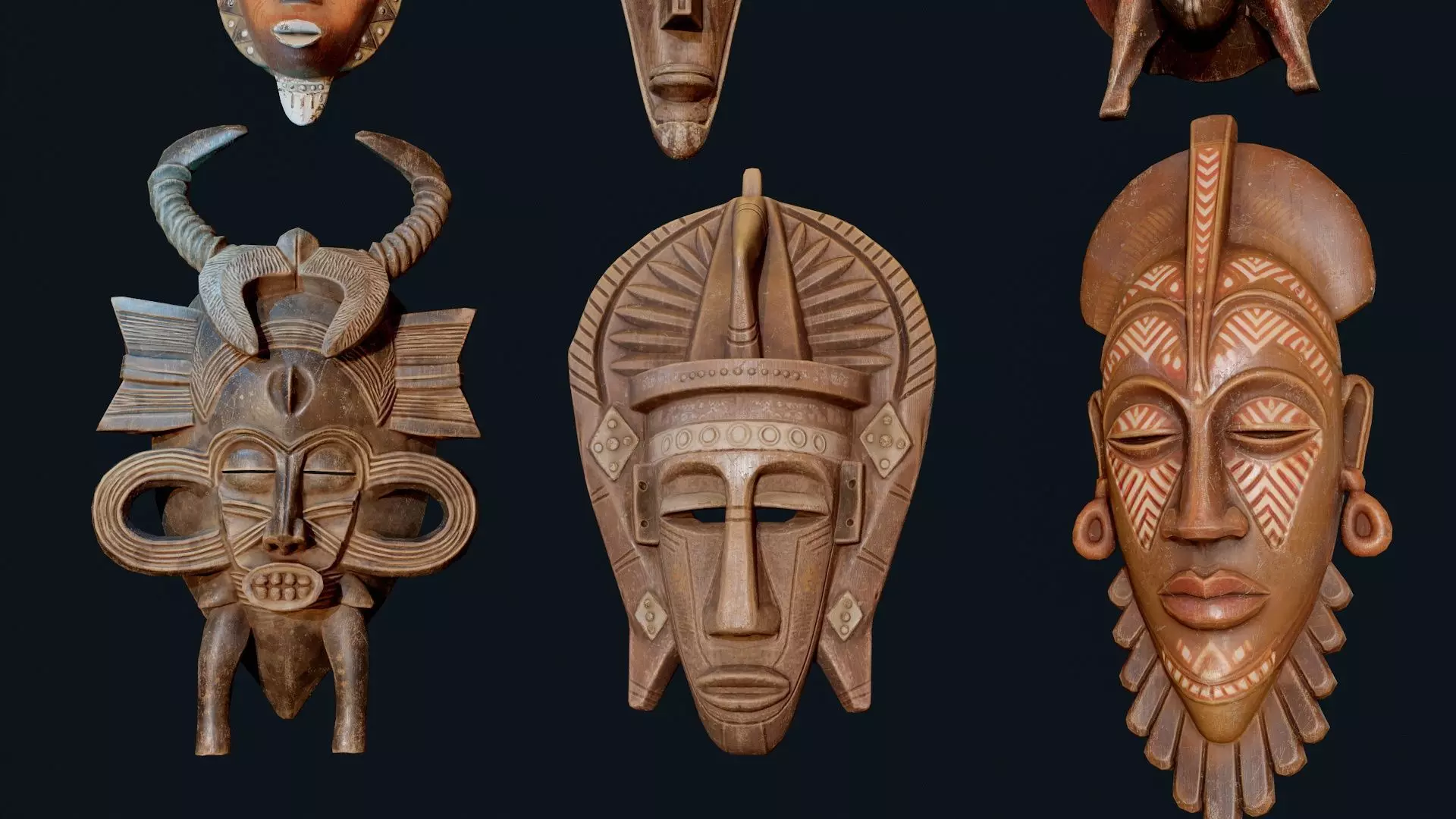 African Decor Masks 3D Model Collection_5