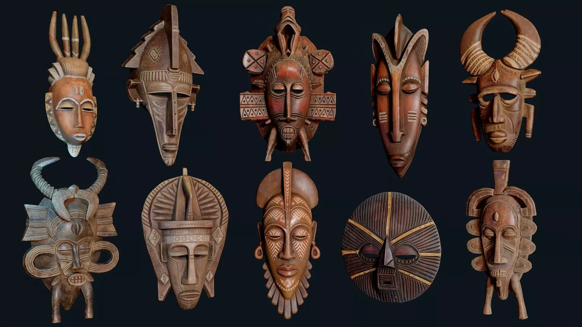 African Decor Masks 3D Model Collection_0