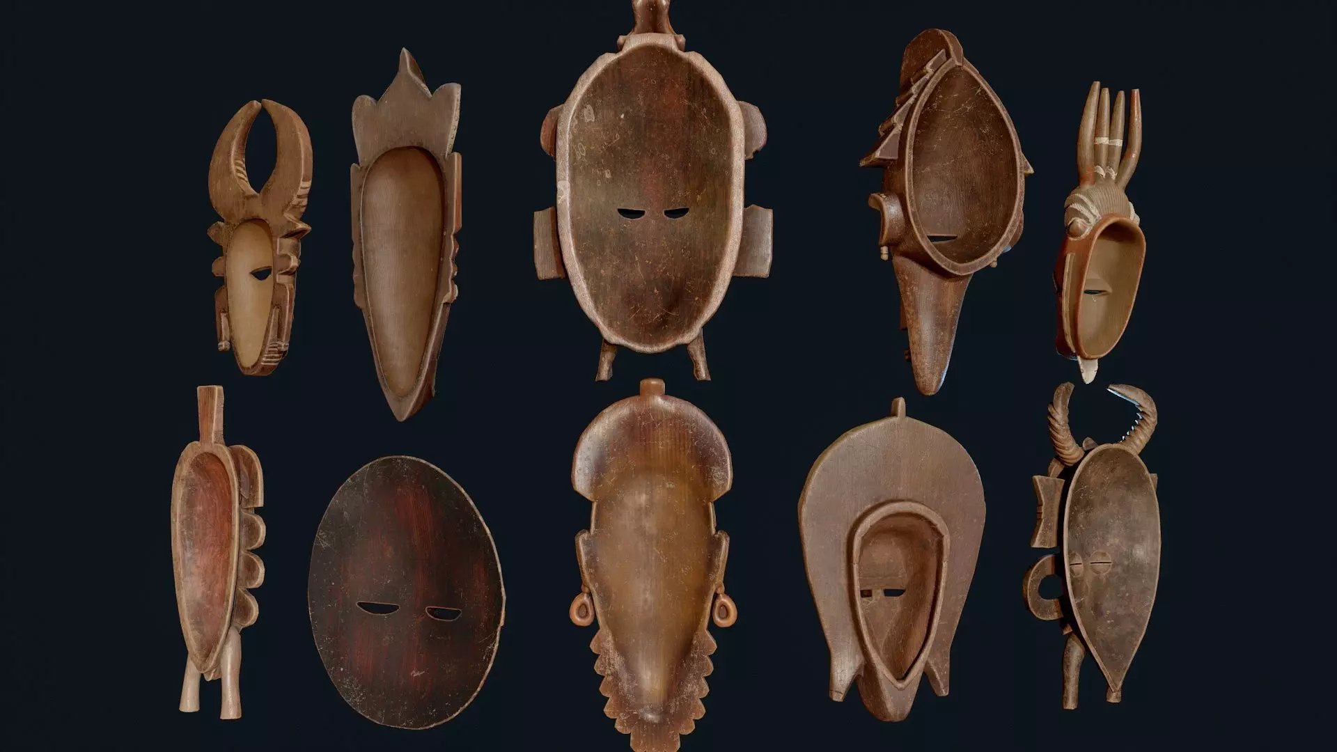 African Decor Masks 3D Model Collection_3