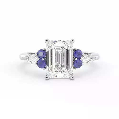 Emerald Cut Center Stone With Side Accents 3DM