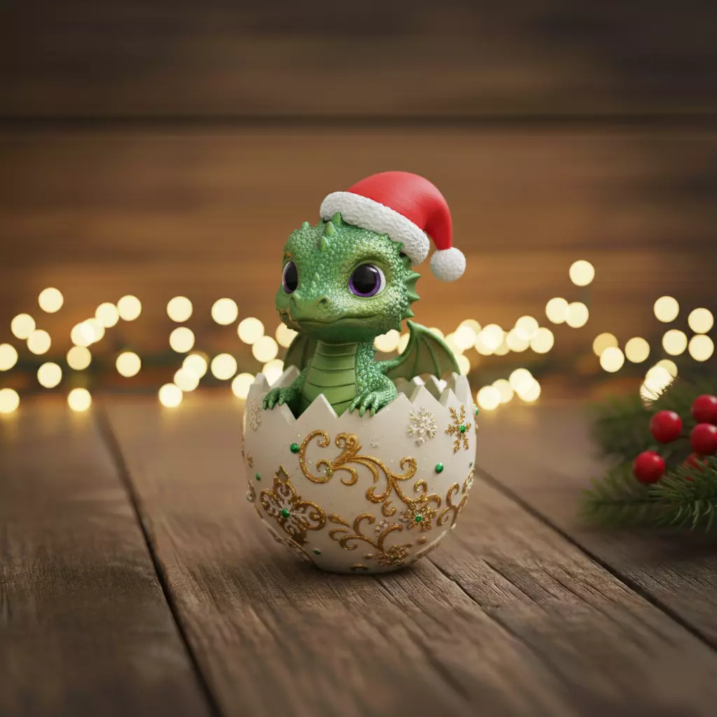 Christmas Dragon Hatchling 3D print model_0