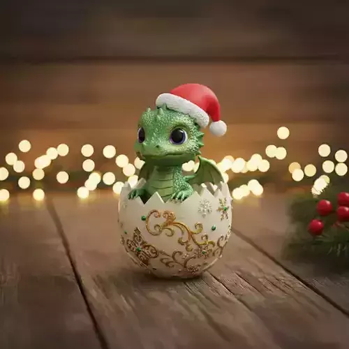 Christmas Dragon Hatchling 3D print model