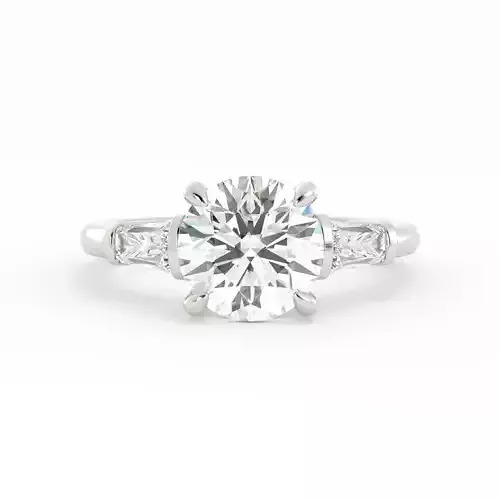 Round Solitaire Center With Two Side Baguette Diamond 3DM