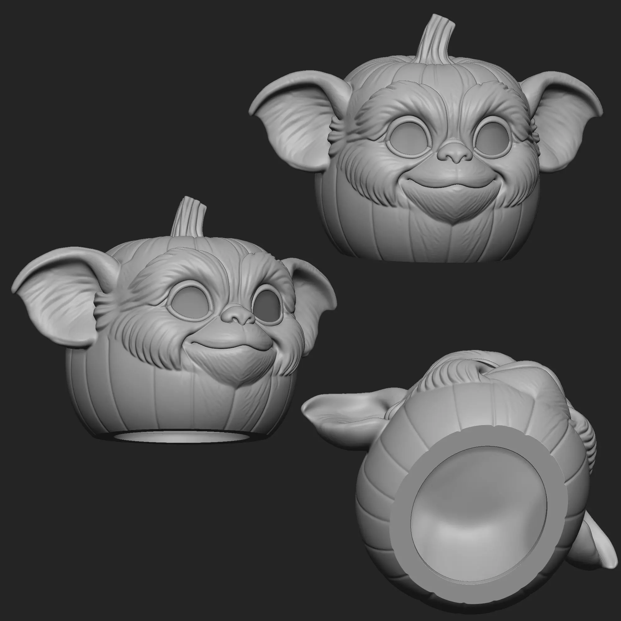 gizmo gremlin halloween pumpkin 3D print model_2