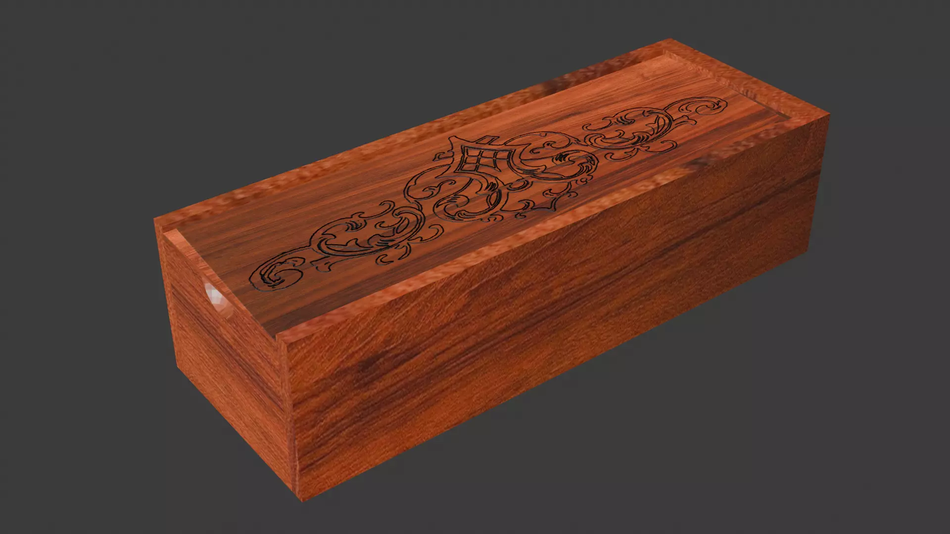 Elegant Engraved Wood Box Low-poly 3D model_2