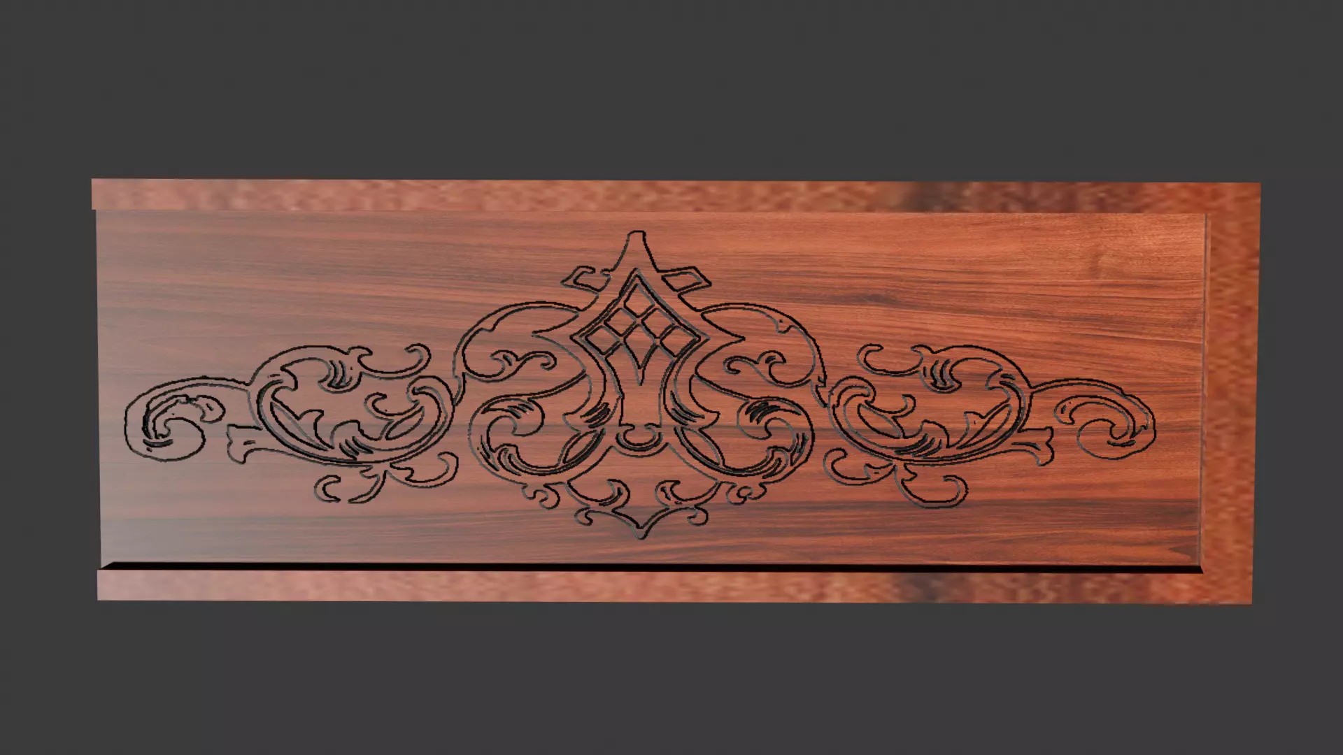 Elegant Engraved Wood Box Low-poly 3D model_5