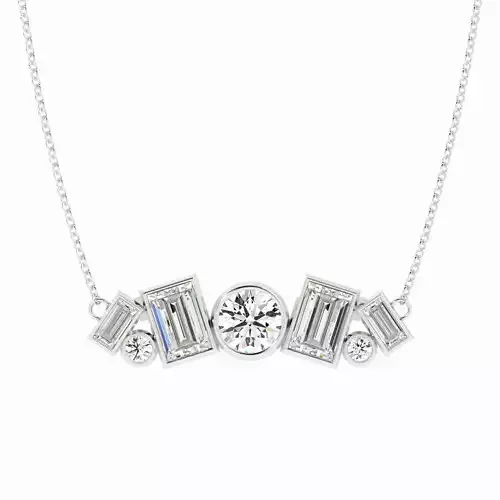 Mix Diamond Shape Pendant Necklace 3DM with rendering
