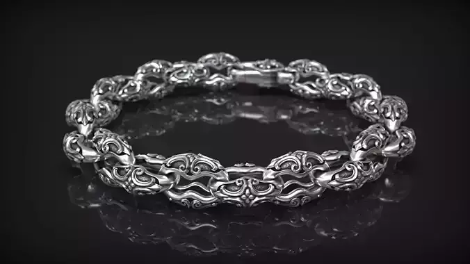 Gothic Medieval Ornament Maltese Cross Moto Chain Bracelet