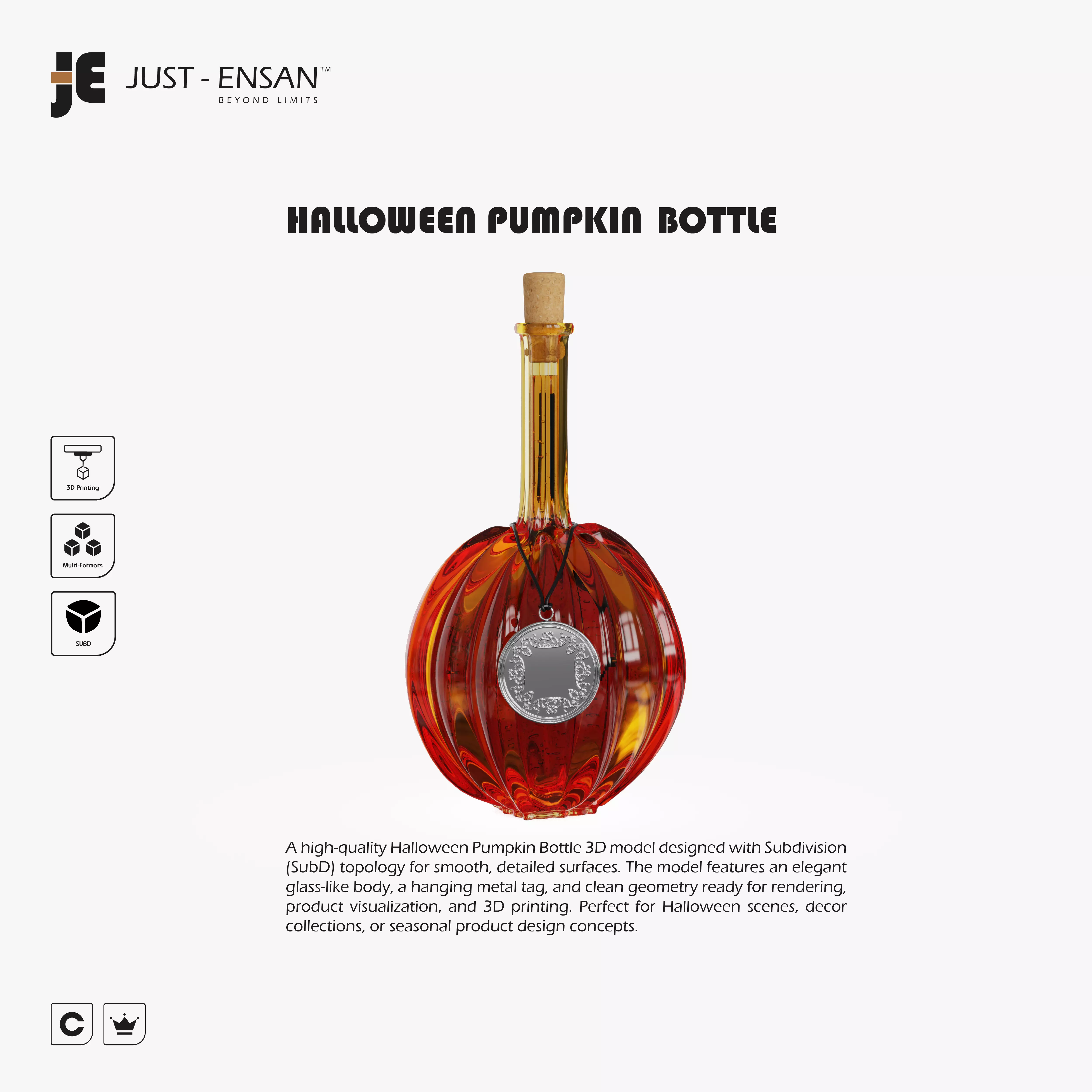 Halloween Pumpkin Bottle 3D print model_0