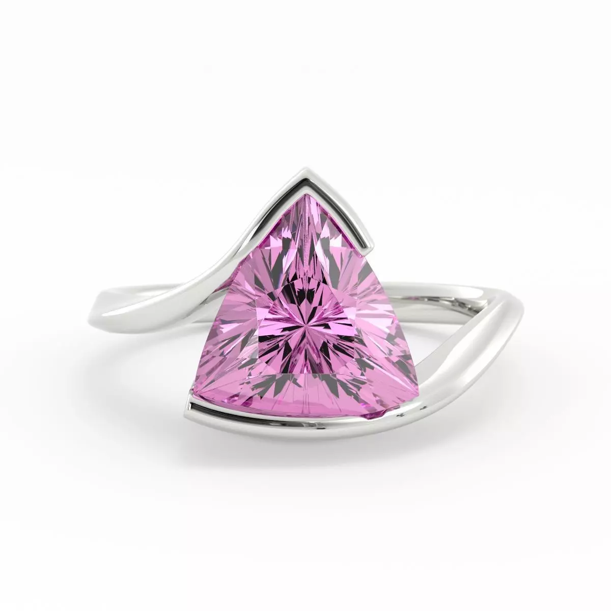 Pink Sapphire Bypass Ring 3DM with realistic rendering 3D print model