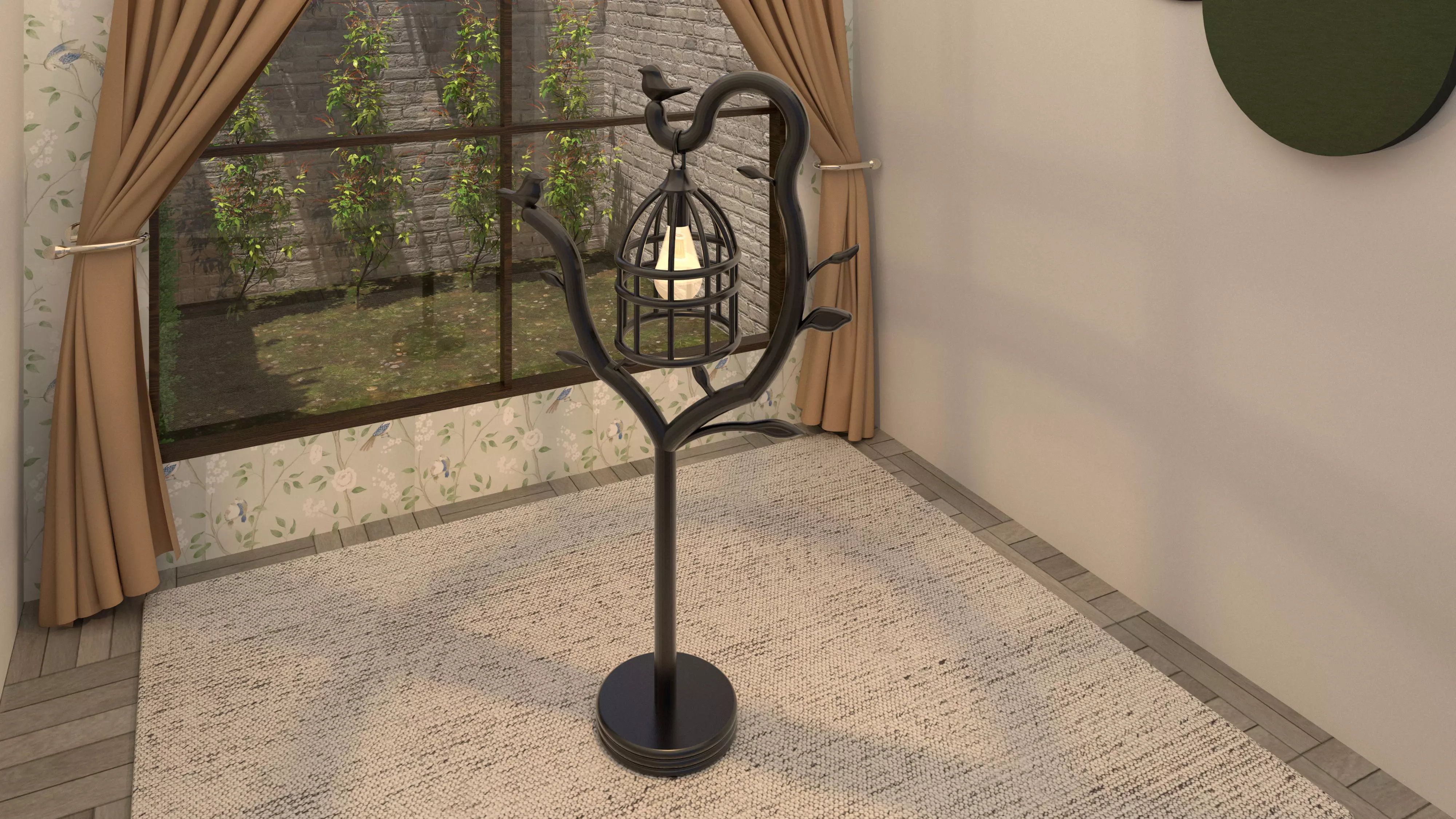Cage Lamp Design Floor Lamp 3D Model OBJ FBX SKP MTL 3D model_0
