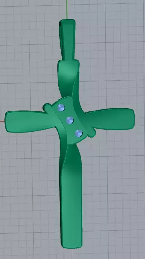 Twisted Cross Pendant with Round Stones 3D Jewelry Model 3D print model_31