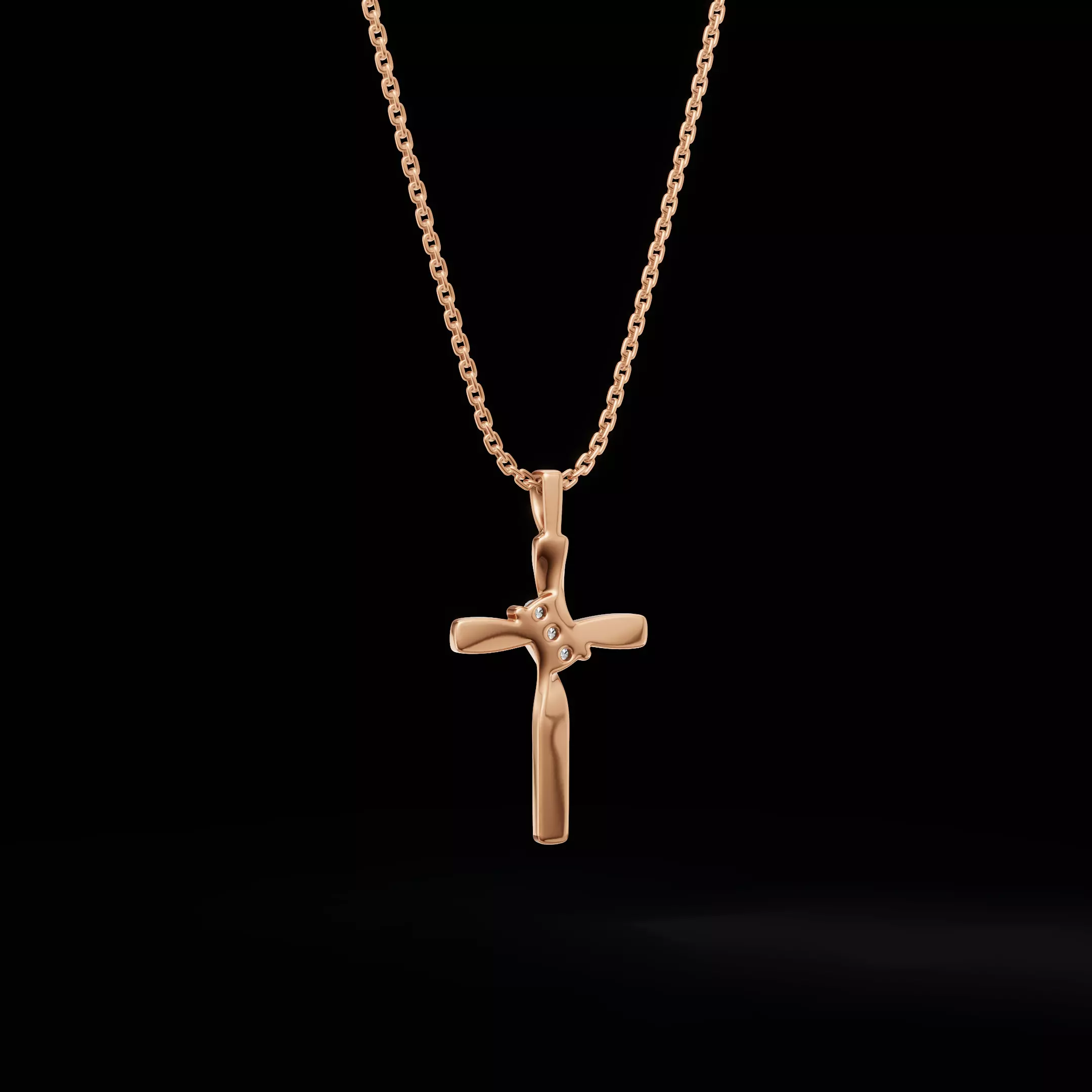 Twisted Cross Pendant with Round Stones 3D Jewelry Model 3D print model_16