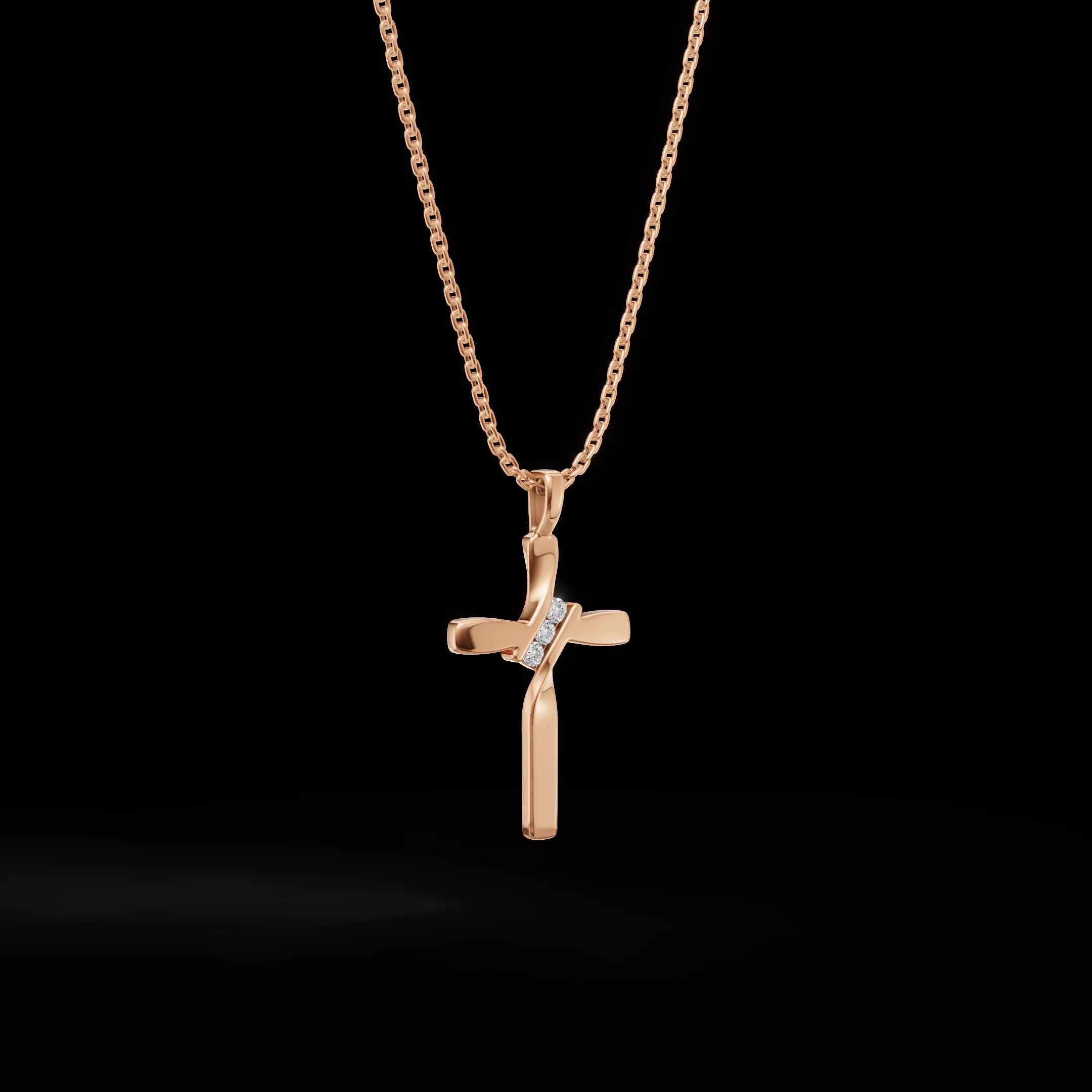 Twisted Cross Pendant with Round Stones 3D Jewelry Model 3D print model_19
