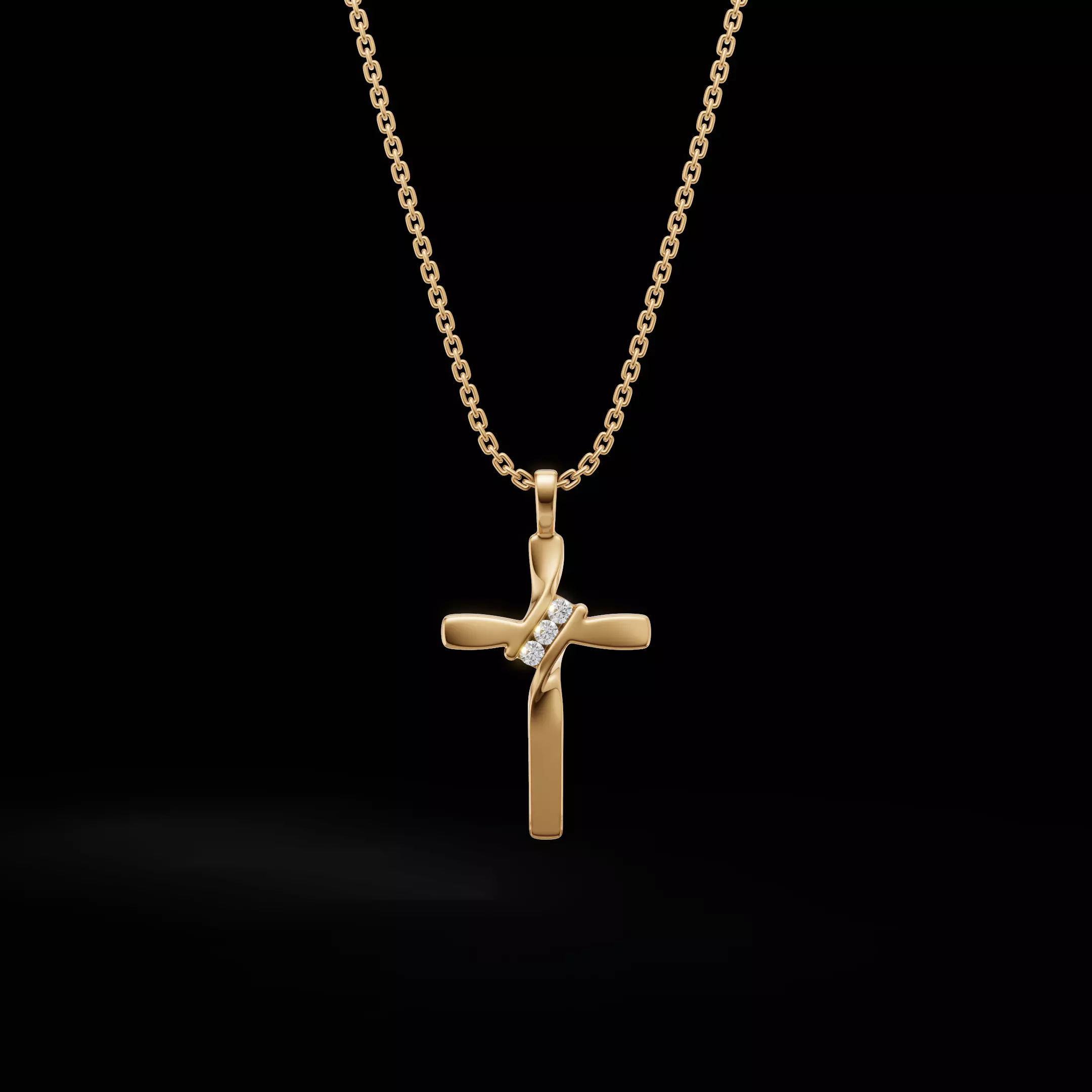 Twisted Cross Pendant with Round Stones 3D Jewelry Model 3D print model_1