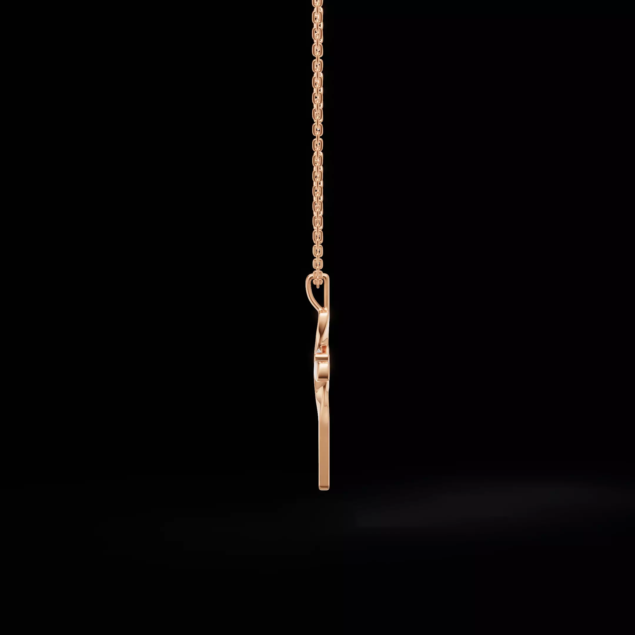 Twisted Cross Pendant with Round Stones 3D Jewelry Model 3D print model_13