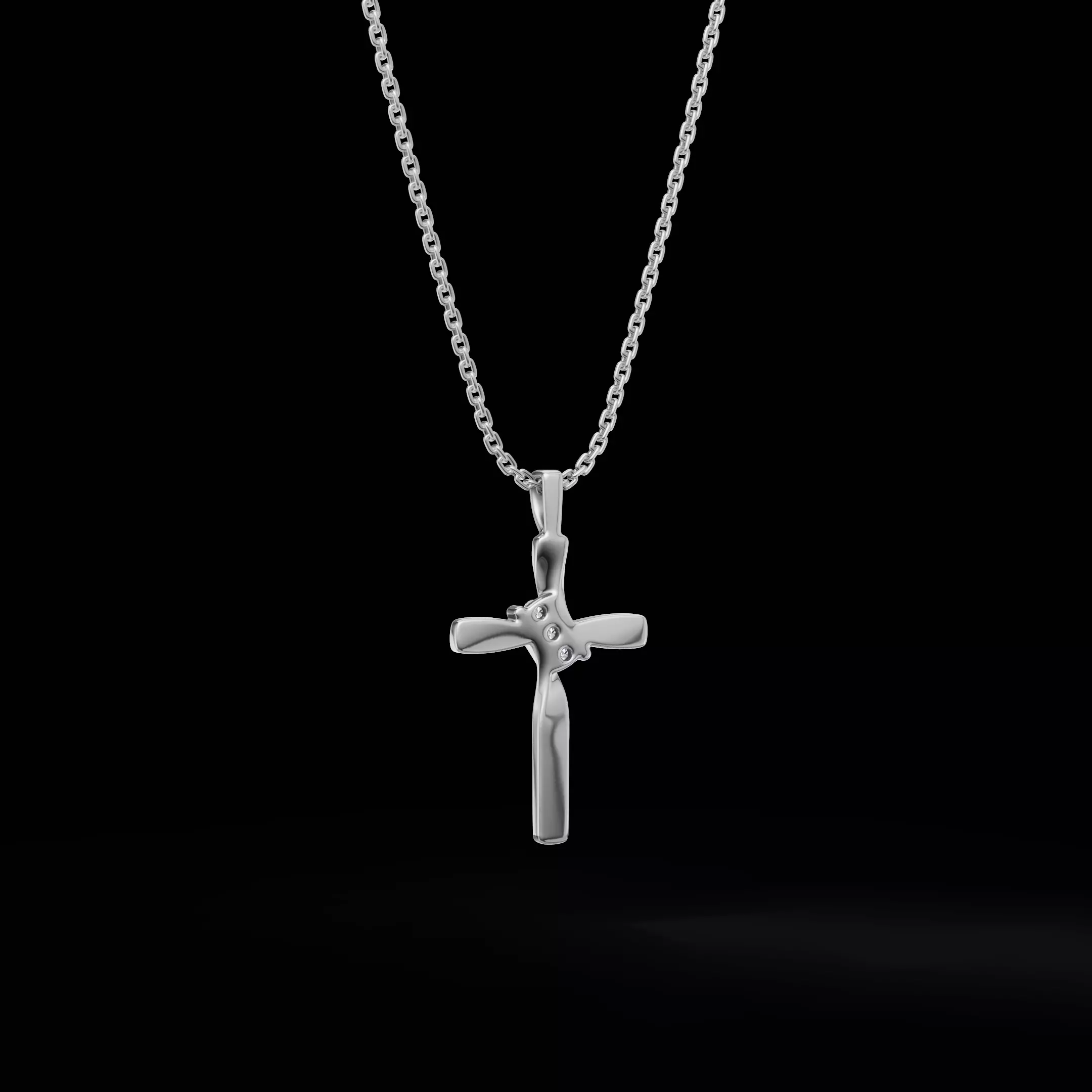 Twisted Cross Pendant with Round Stones 3D Jewelry Model 3D print model_14