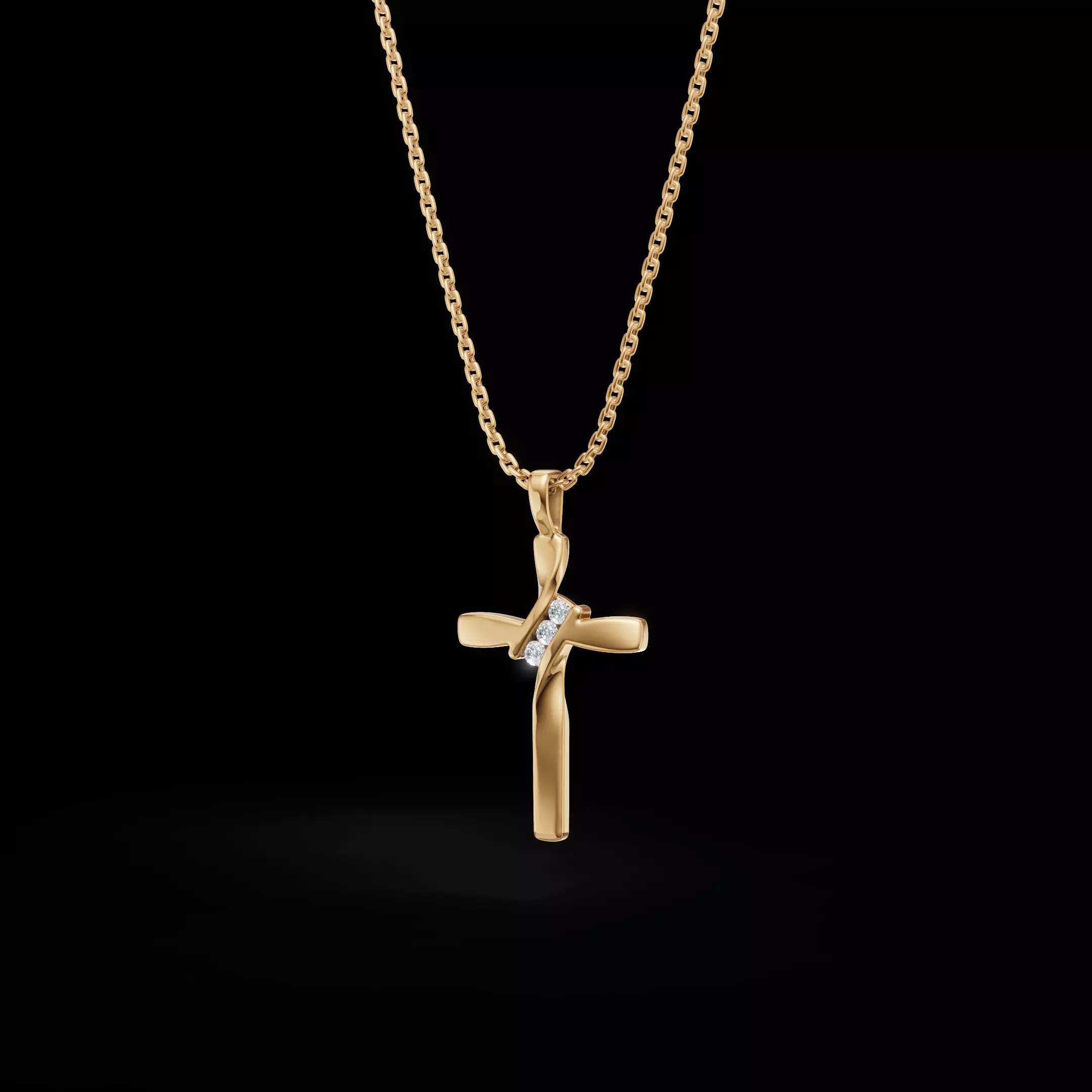 Twisted Cross Pendant with Round Stones 3D Jewelry Model 3D print model_9