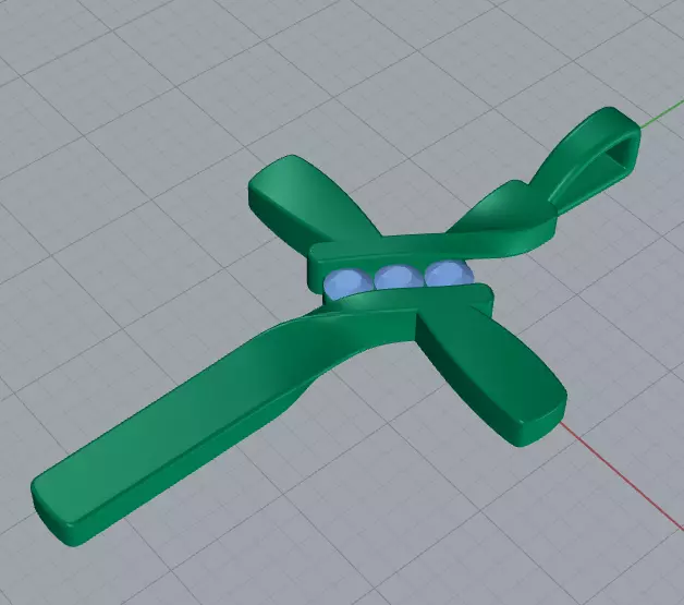 Twisted Cross Pendant with Round Stones 3D Jewelry Model 3D print model_29