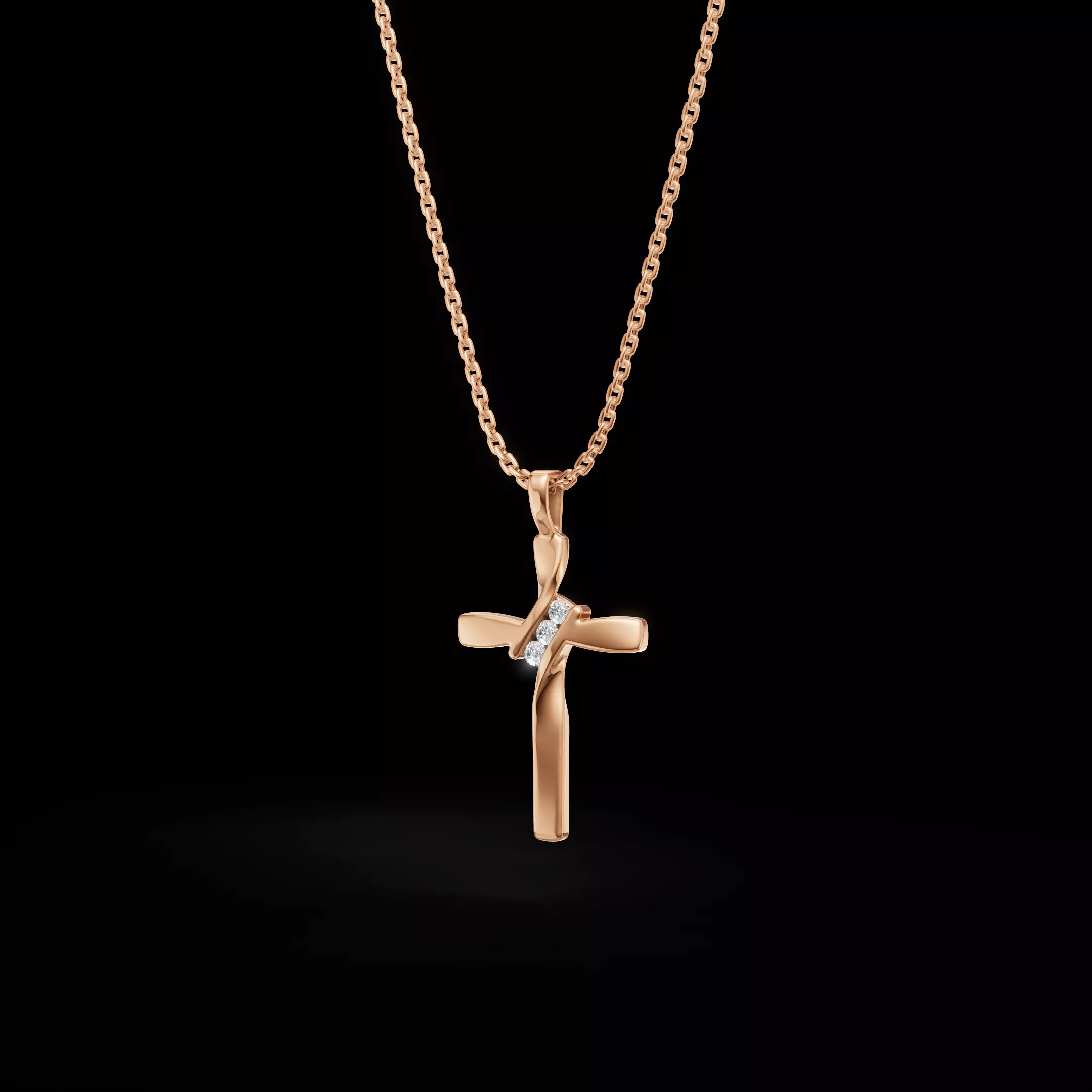 Twisted Cross Pendant with Round Stones 3D Jewelry Model 3D print model_10