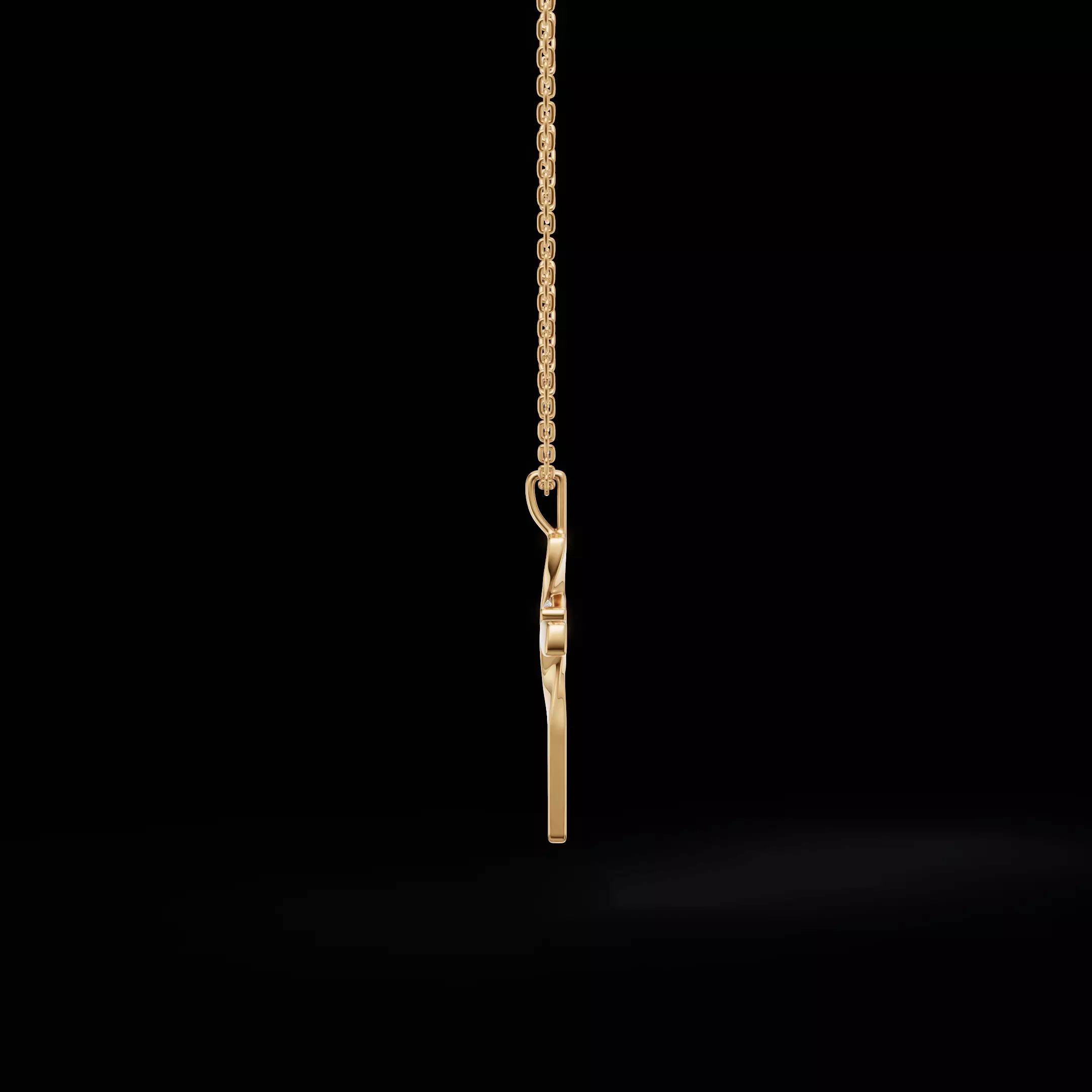 Twisted Cross Pendant with Round Stones 3D Jewelry Model 3D print model_12