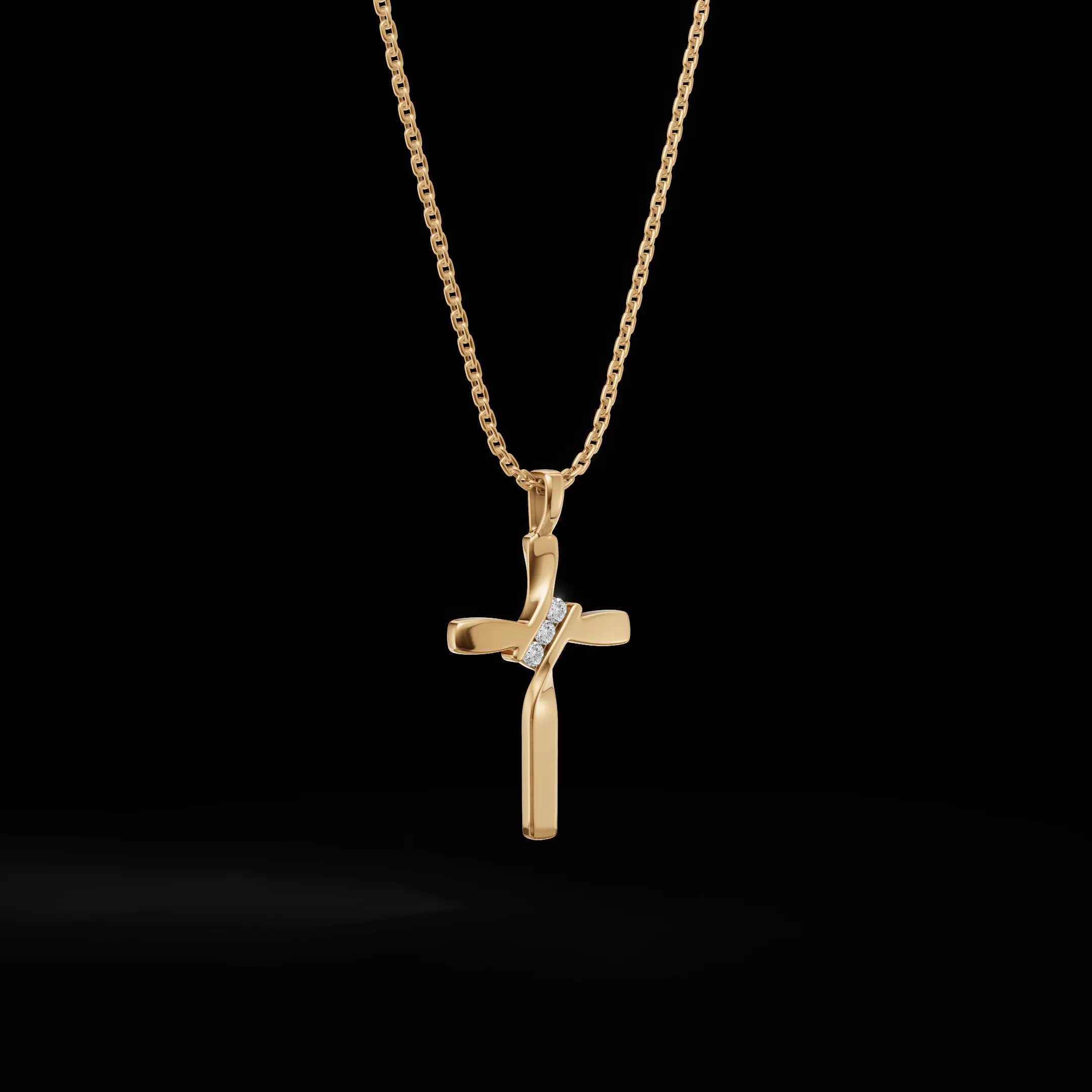 Twisted Cross Pendant with Round Stones 3D Jewelry Model 3D print model_18
