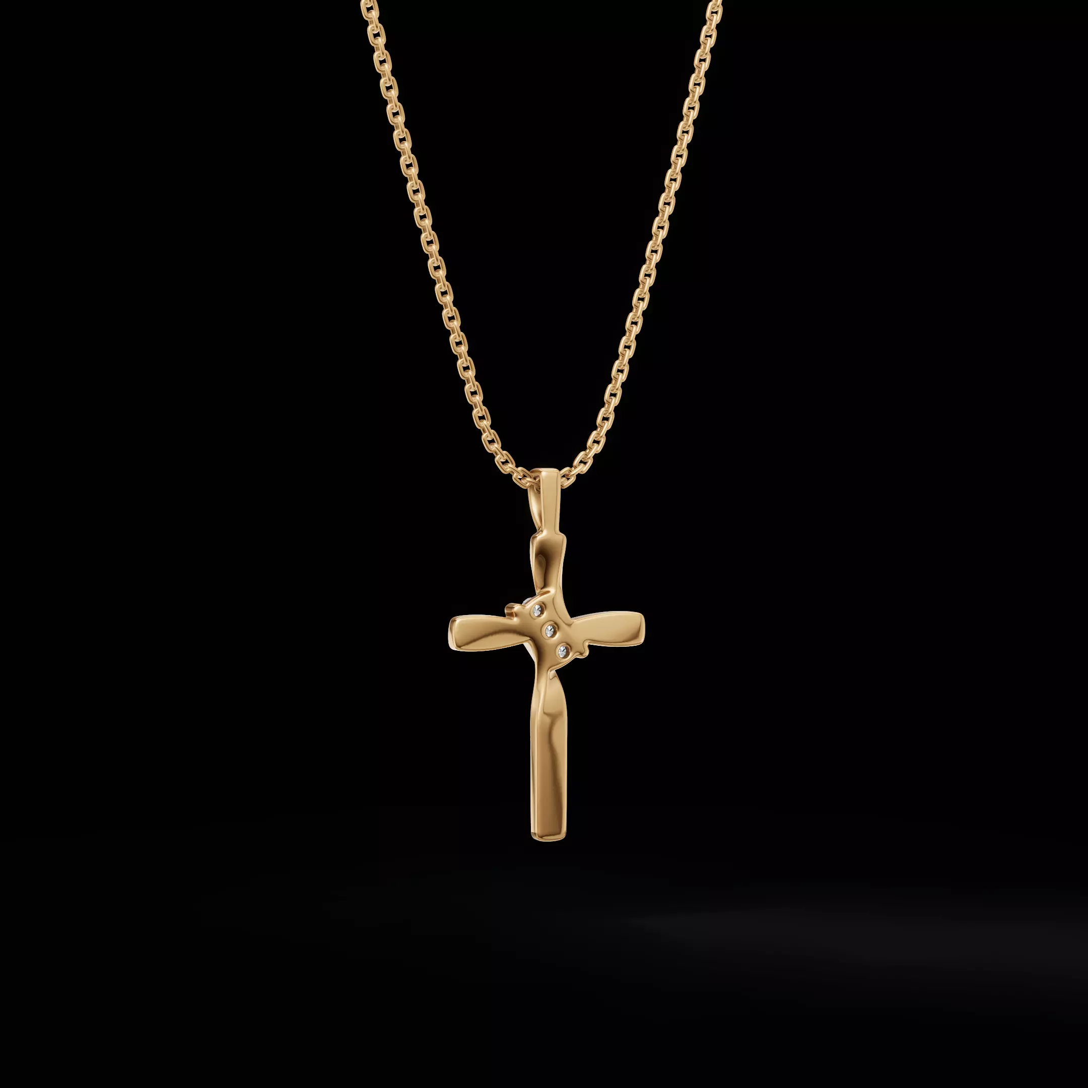 Twisted Cross Pendant with Round Stones 3D Jewelry Model 3D print model_15