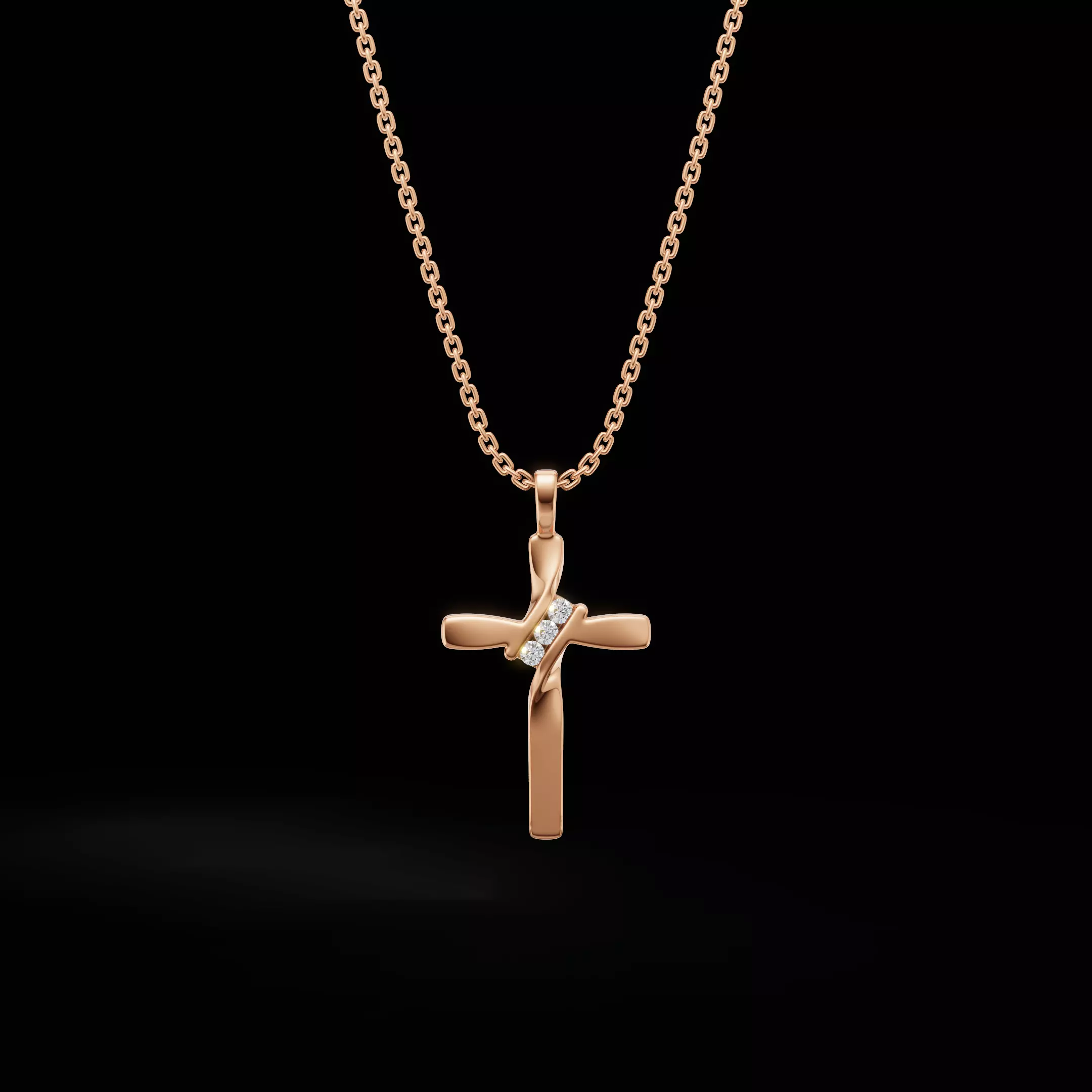 Twisted Cross Pendant with Round Stones 3D Jewelry Model 3D print model_0