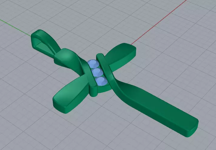 Twisted Cross Pendant with Round Stones 3D Jewelry Model 3D print model_30