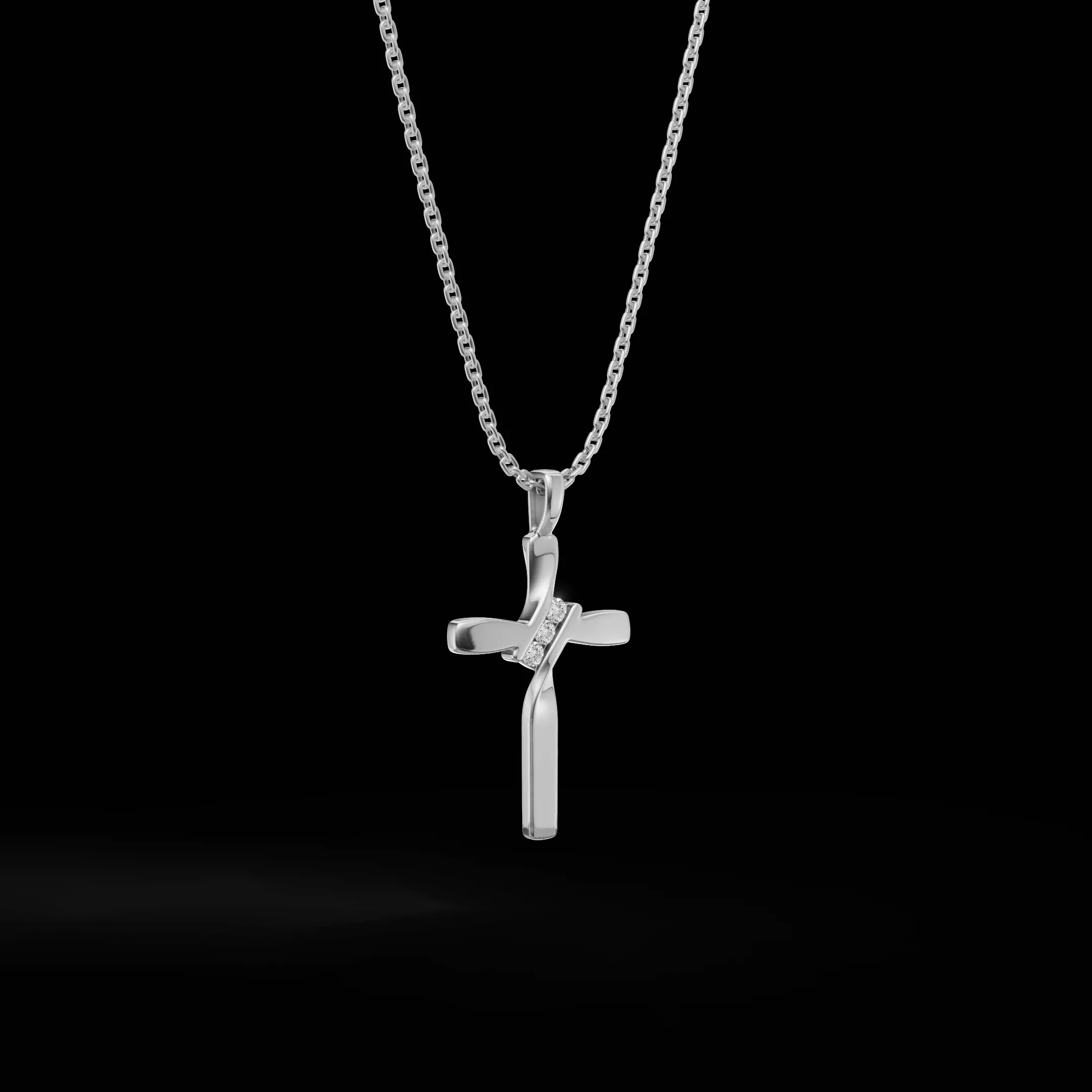 Twisted Cross Pendant with Round Stones 3D Jewelry Model 3D print model_17