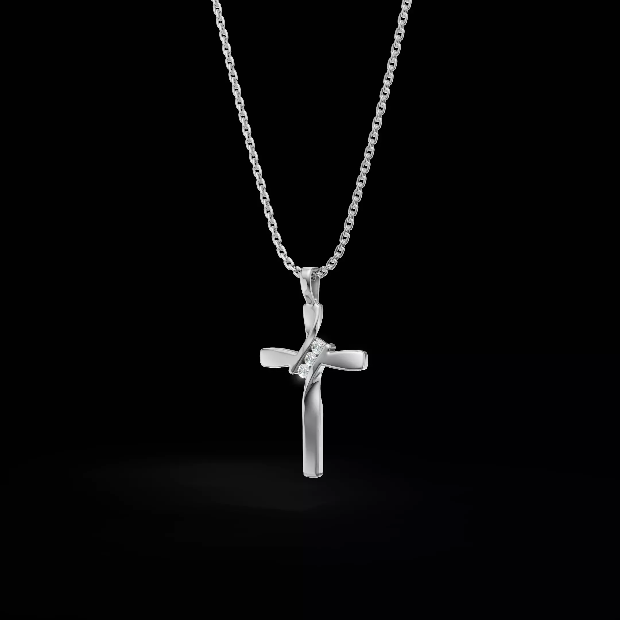 Twisted Cross Pendant with Round Stones 3D Jewelry Model 3D print model_8