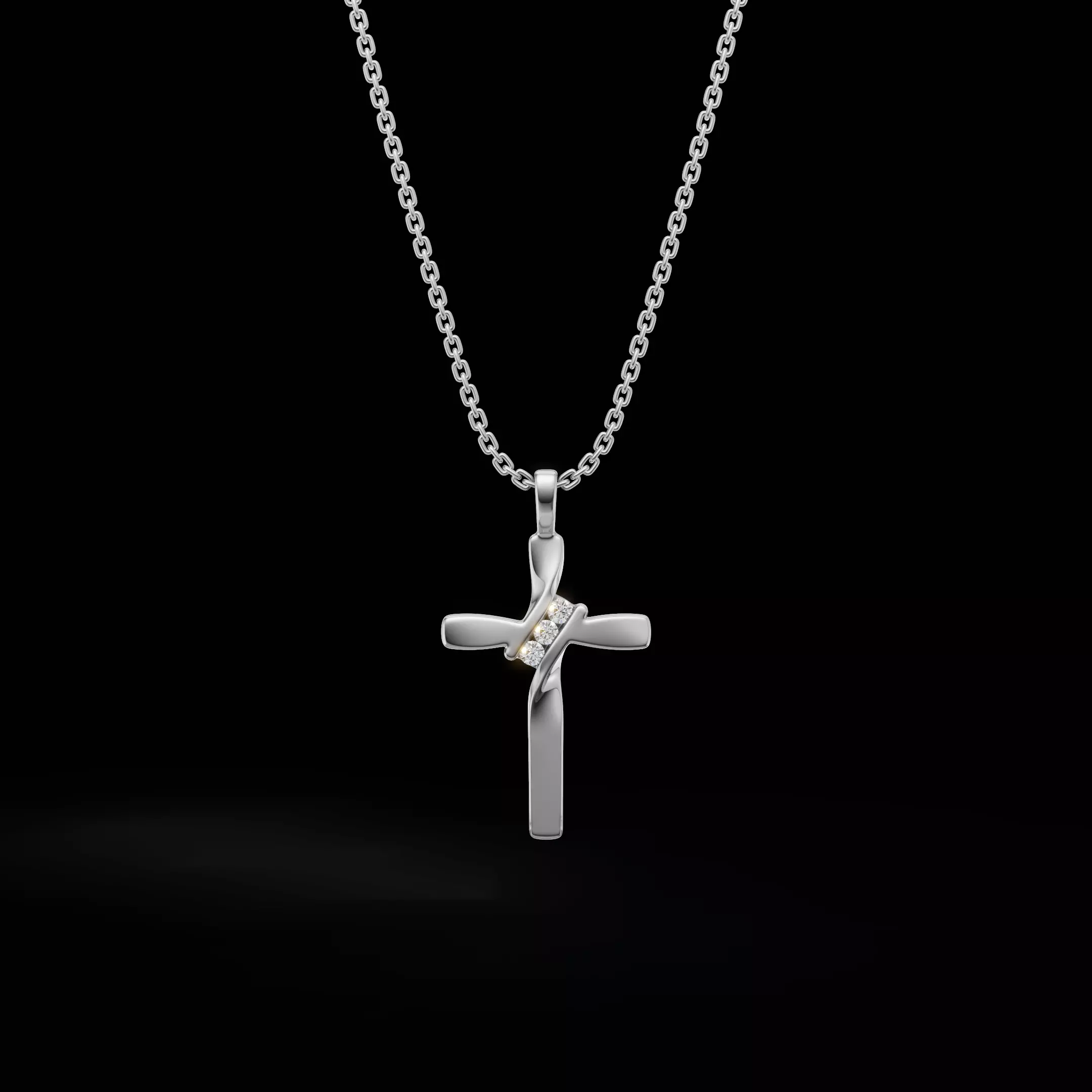 Twisted Cross Pendant with Round Stones 3D Jewelry Model 3D print model_2