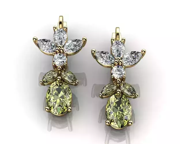 Green Sapphire And Diamond Earrings