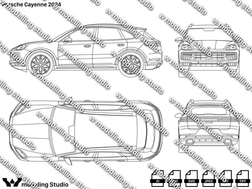 Porsche Cayenne 2024 blueprint Texture