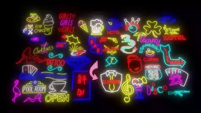 Neon lights collection for 3d printing