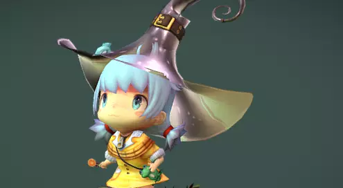 Halloween little witch girl 3D print model_3