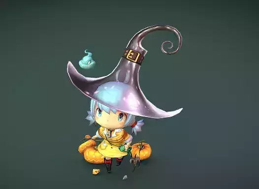 Halloween little witch girl