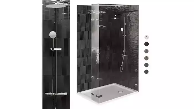 Shower cabin with tropical shower Marazzi tiles