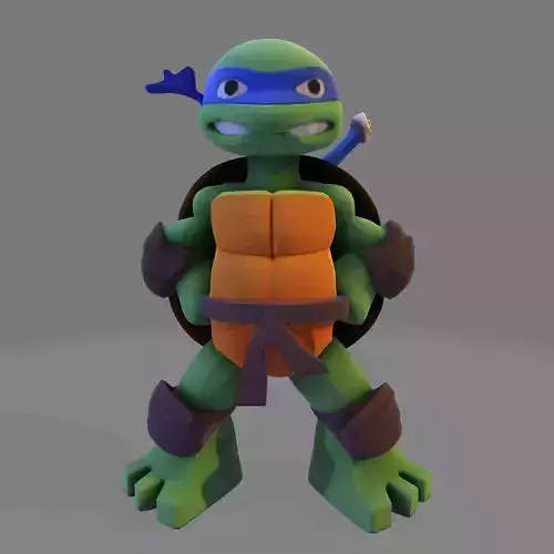 Ninja Tortue  LowPoly Cute 3D Model for FDM Resin 3D Printing