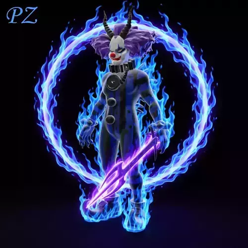 Dark Blue Clown with Trident  3D print model