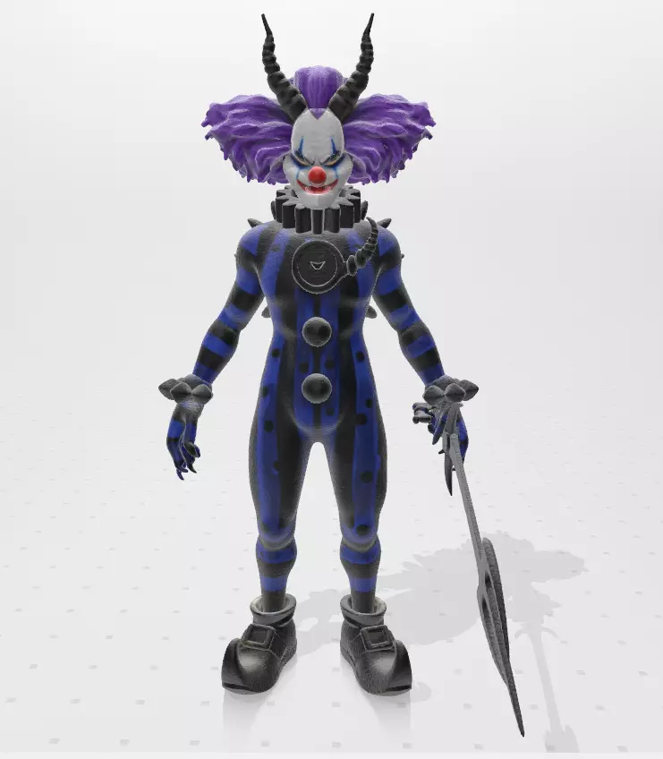 Dark Blue Clown with Trident  3D print model_5