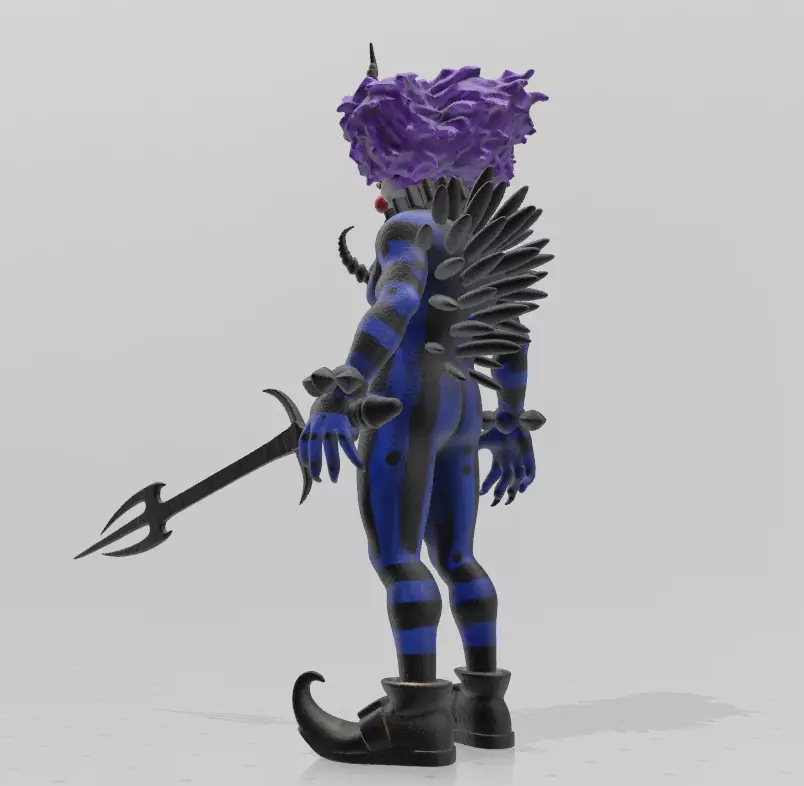 Dark Blue Clown with Trident  3D print model_3