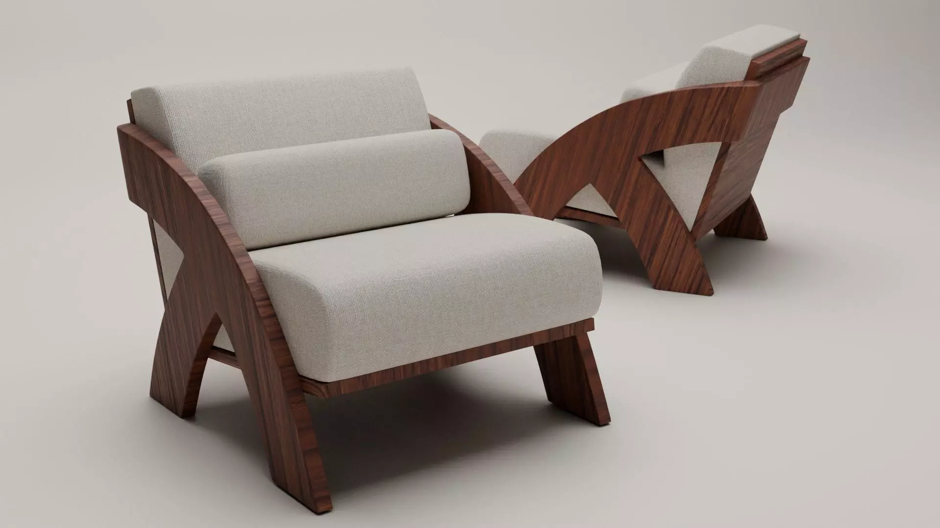 Chair with 3D wooden relaxing cushion 3D model_1