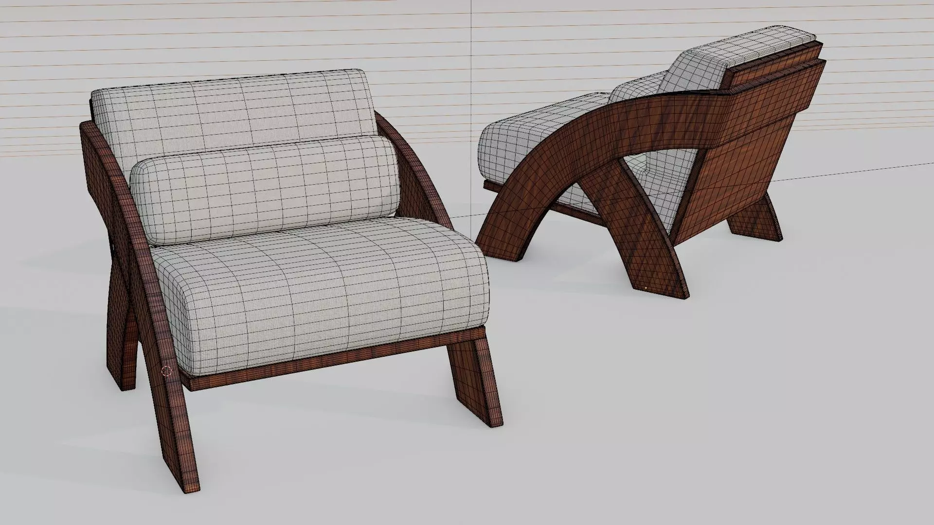 Chair with 3D wooden relaxing cushion 3D model_4