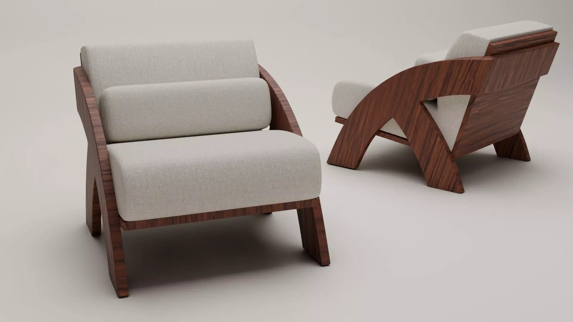 Chair with 3D wooden relaxing cushion 3D model_0