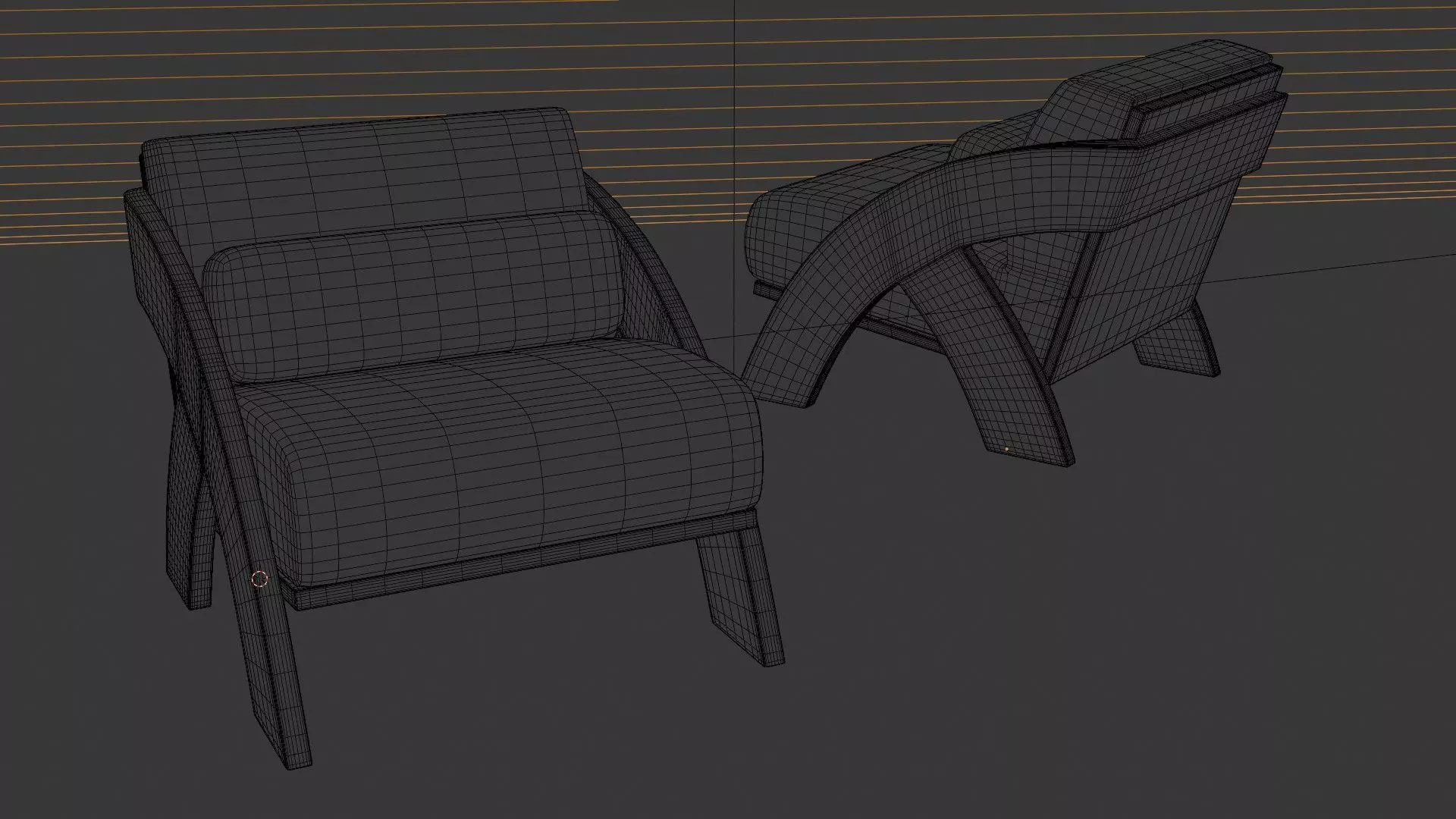 Chair with 3D wooden relaxing cushion 3D model_5